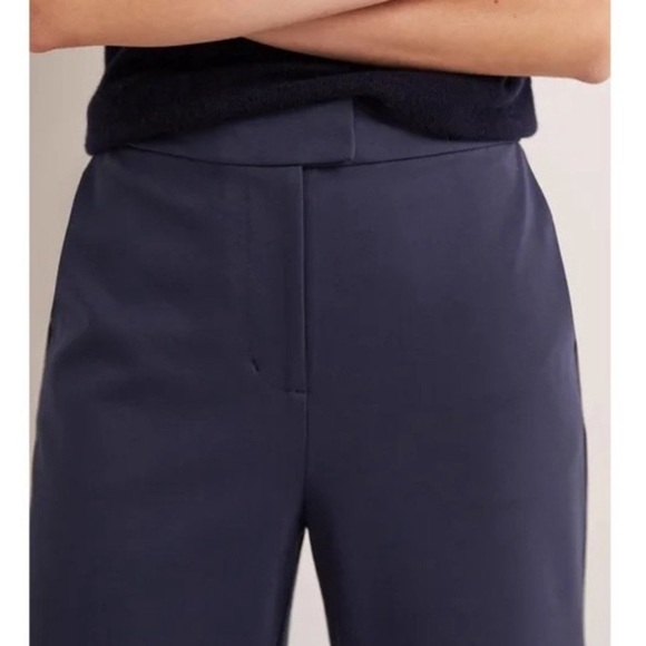Boden Jersey Wide Leg High Rise Culottes Pants in Navy Blue 4 Petite - Picture 4 of 11